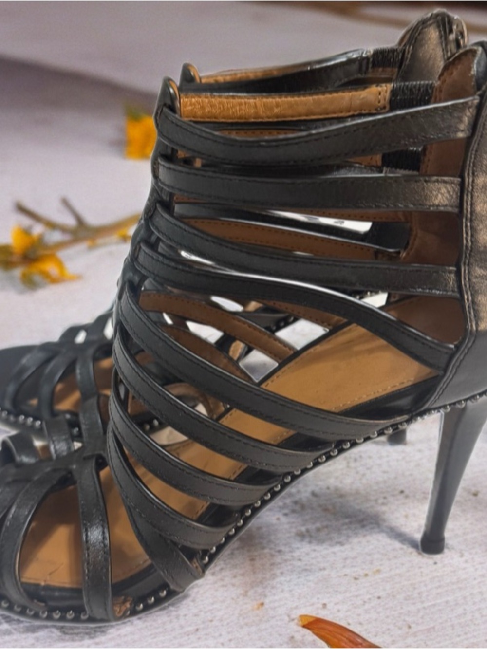Coach Leather Women's Black Strappy Gladiator Sandals - Picture 5 of 7